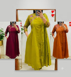 Zariya Designer Mughal & Kalamkari Fusion A-Line Cotton Suit Set with Pant & Embroidered Dupatta