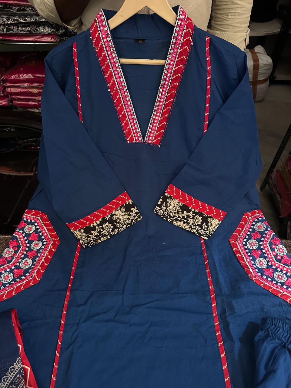 Ira Cotton Yoke Embroidered Suit Set with Pant & Dupatta