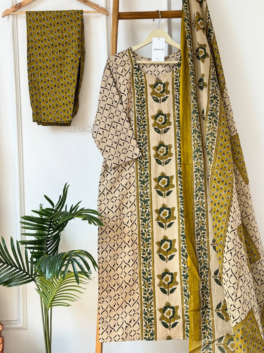 Aashritha Premium Cotton Handwork Kurti with Pant & Dupatta