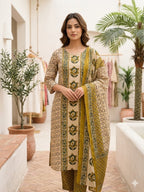 Aashritha Premium Cotton Handwork Kurti with Pant & Dupatta