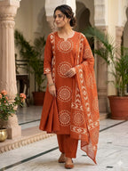 Nyra Pure Cotton Tubelight Work Kurti with Pant & Mal Cotton Dupatta
