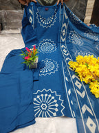 Nyra Pure Cotton Tubelight Work Kurti with Pant & Mal Cotton Dupatta