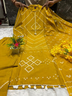 Ishika Cotton Bandhani Print Kurti with Pant & Mulmal Dupatta