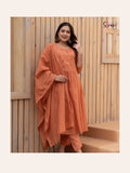 Ruhanika Embroidered Anarkali Suit with Pant & Mul Cotton Dupatta