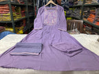 Ruhanika Embroidered Anarkali Suit with Pant & Mul Cotton Dupatta