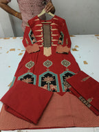 Vihana Cotton Embroidered Kurti with Pant & Dupatta