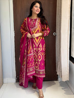Aadhira Cotton Digital Print & Sequins Work Kurti with Pant & Dupatta