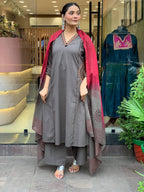 Yutika Pure Cotton Embroidered Yoke Suit with Pant & Dupatta