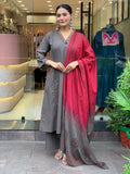 Yutika Pure Cotton Embroidered Yoke Suit with Pant & Dupatta