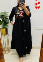 Tavishi Cotton Embroidered Anarkali Suit with Pant & Dupatta