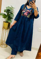 Tavishi Cotton Embroidered Anarkali Suit with Pant & Dupatta