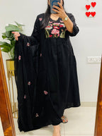 Tavishi Cotton Embroidered Anarkali Suit with Pant & Dupatta