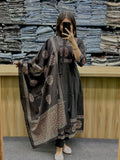 Saanvika Printed Cotton Sequins Katha Work Anarkali Kurta Set with Pant & Dupatta