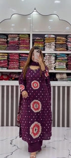 Nayantara Heavy Pure Cotton Hand Work Kurti with Pant & Dupatta