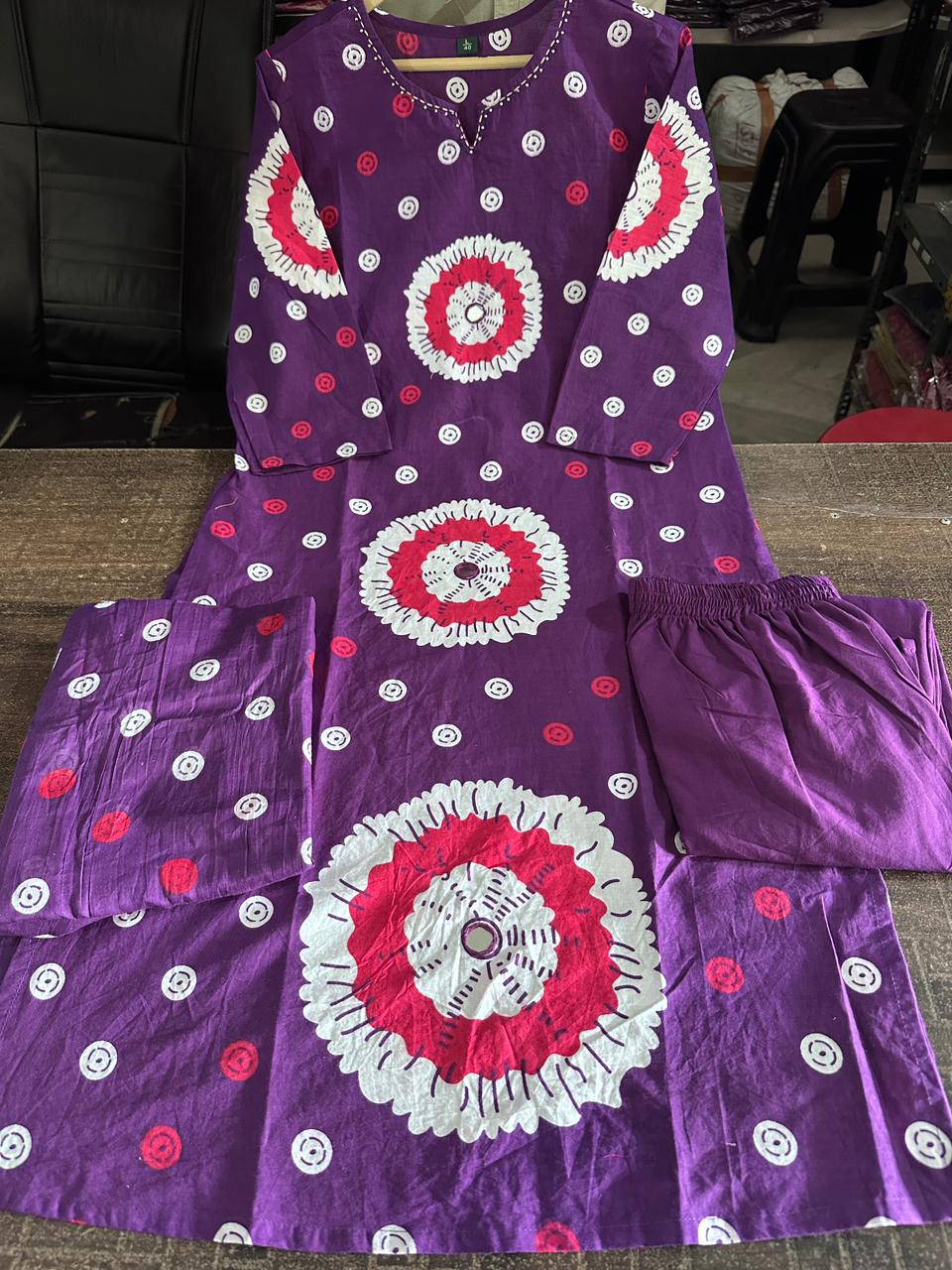 Nayantara Heavy Pure Cotton Hand Work Kurti with Pant & Dupatta