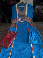 Kashvi Pure Cotton Yoke Embroidered Suit Set with Pant & Dupatta