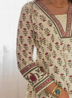 Anvitha Cotton Hand Work Kurti Set with Malmal Dupatta