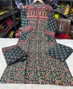 Eshita Handblock Print Cotton Straight Kurta with Palazzo & Dupatta