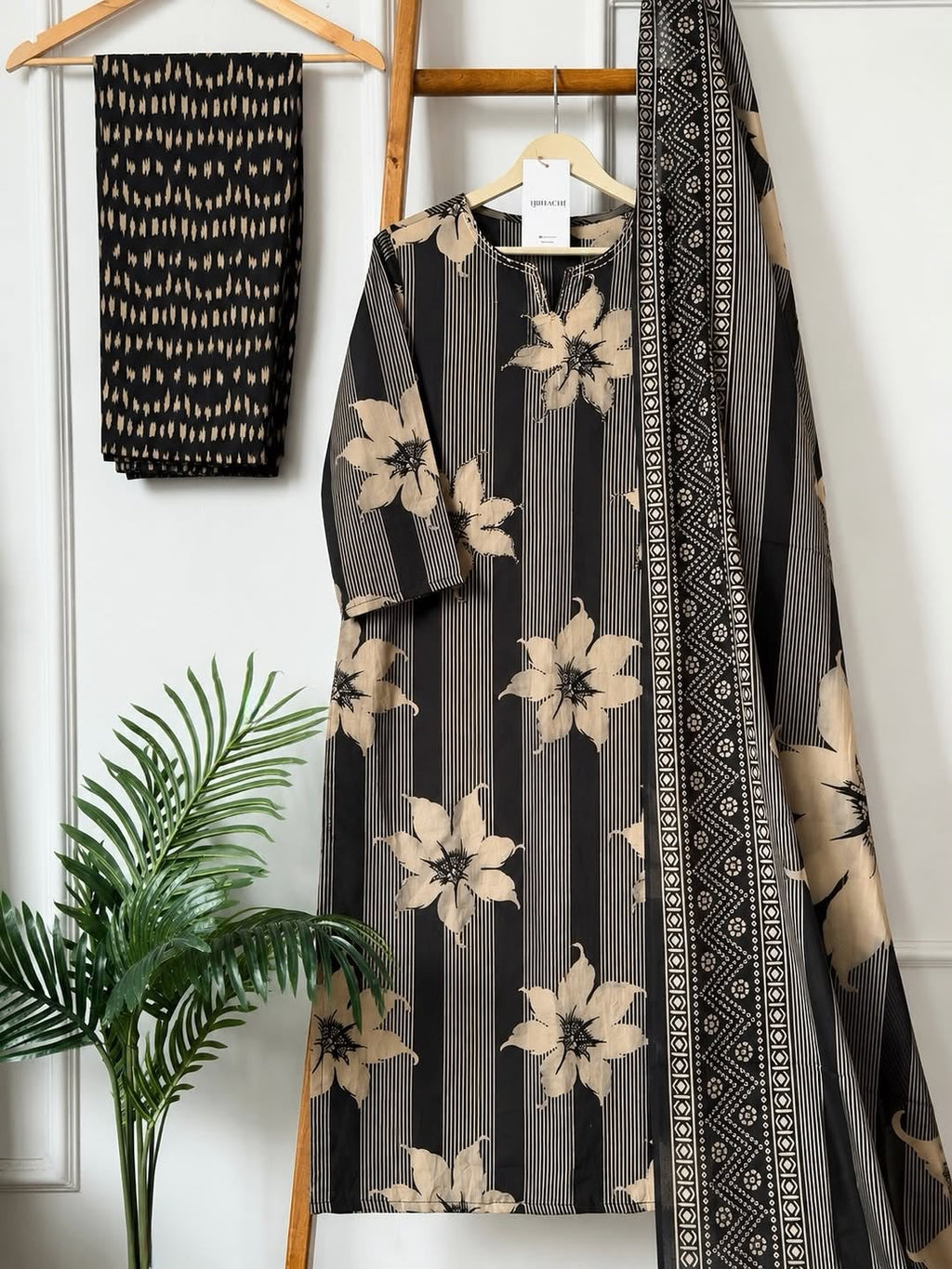 Vasudha Cotton Handwork Kurti with Pant & Malmal Dupatta