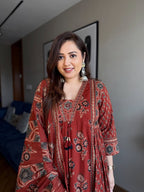 Vaidehi Floral A-Line Cotton Kurti with Pant & Dupatta