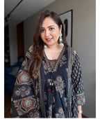 Vaidehi Floral A-Line Cotton Kurti with Pant & Dupatta
