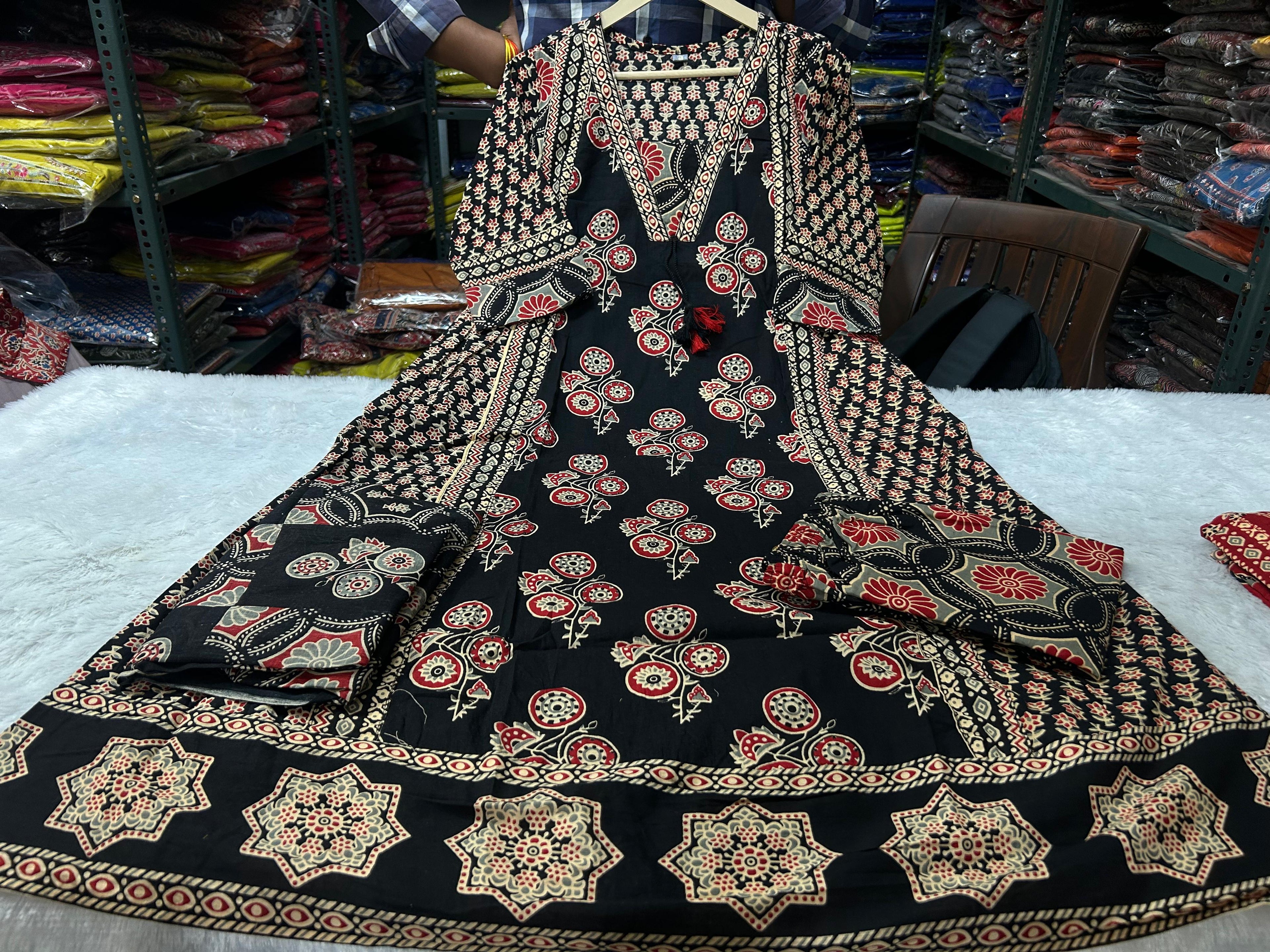 Vaidehi Floral A-Line Cotton Kurti with Pant & Dupatta