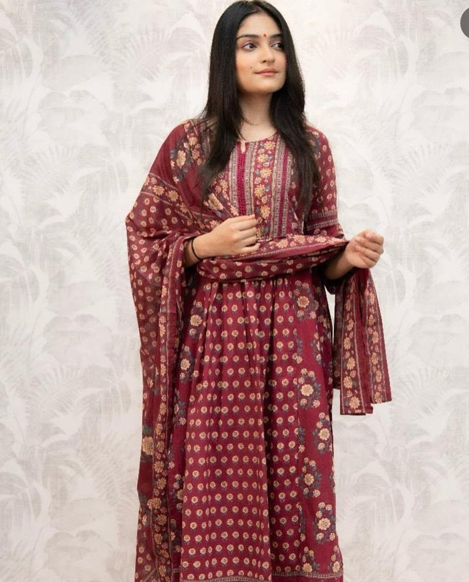 Aarini Premium Cotton Adda Work Kurti with Pant & Dupatta