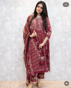 Aarini Premium Cotton Adda Work Kurti with Pant & Dupatta