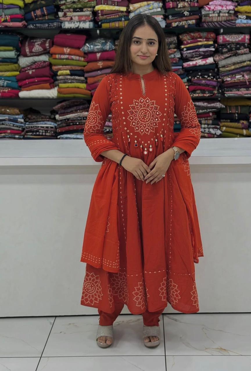 Anvika Cotton Handwork Kurti with Pant & Malmal Dupatta