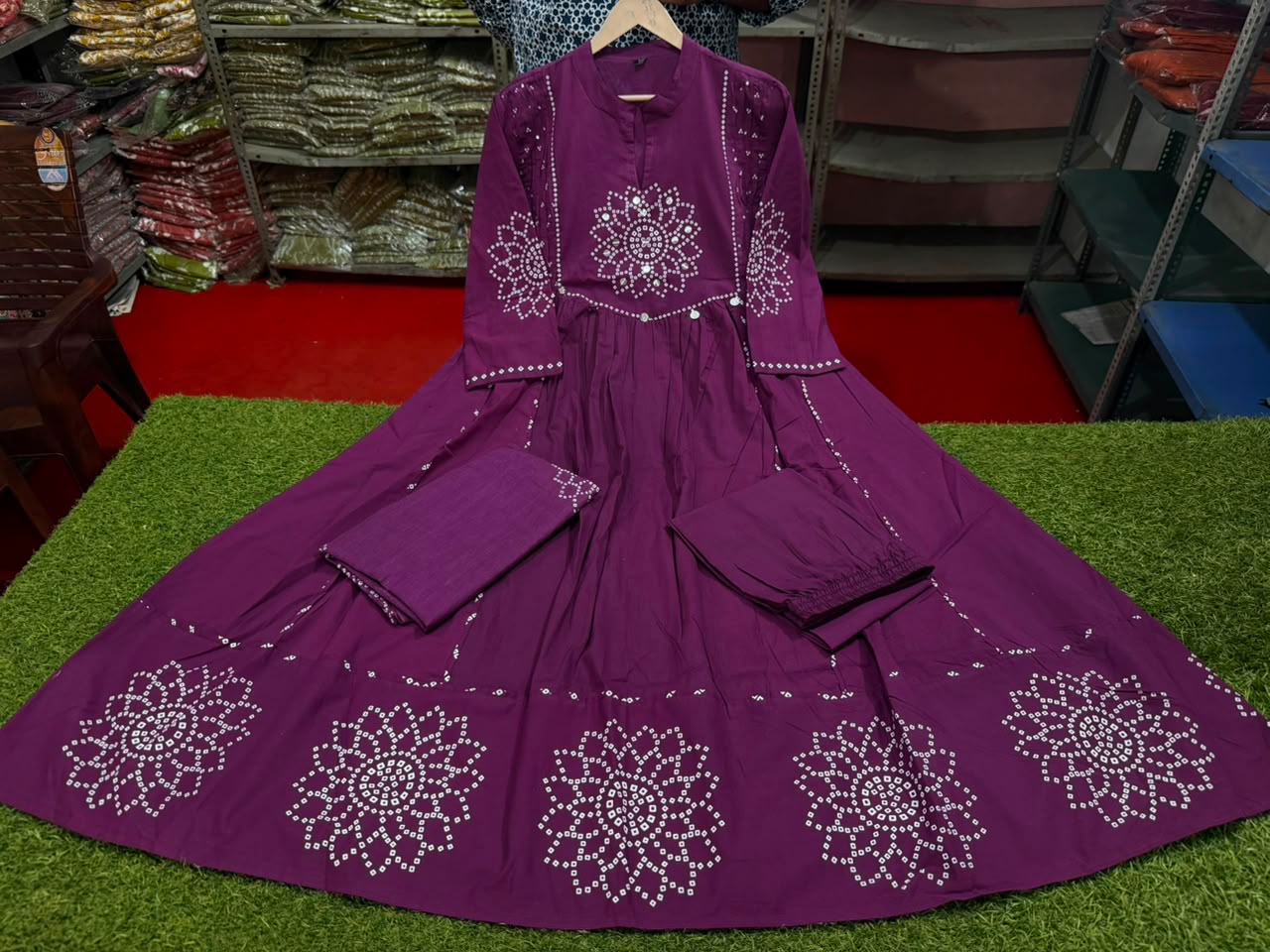 Anvika Cotton Handwork Kurti with Pant & Malmal Dupatta
