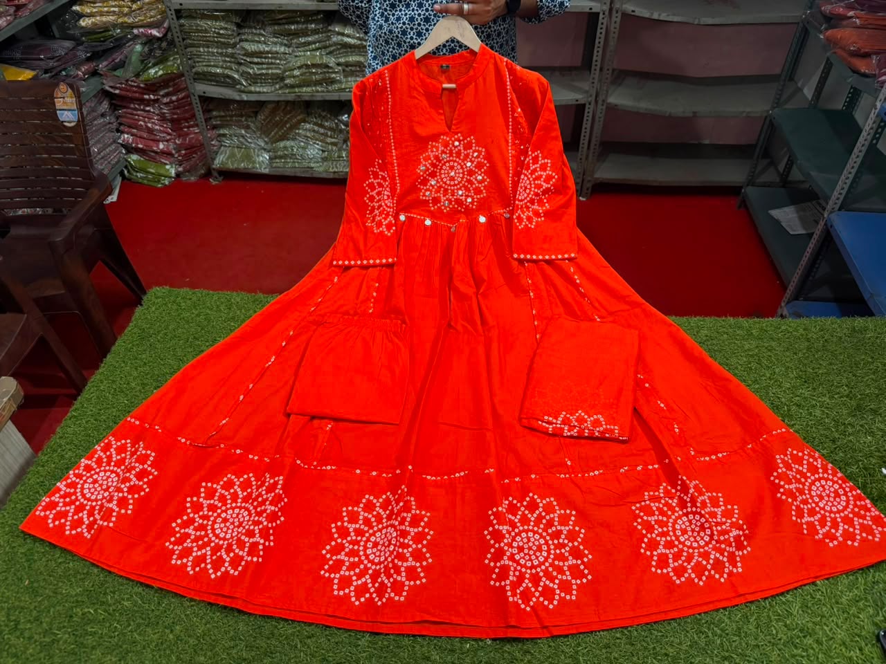 Anvika Cotton Handwork Kurti with Pant & Malmal Dupatta
