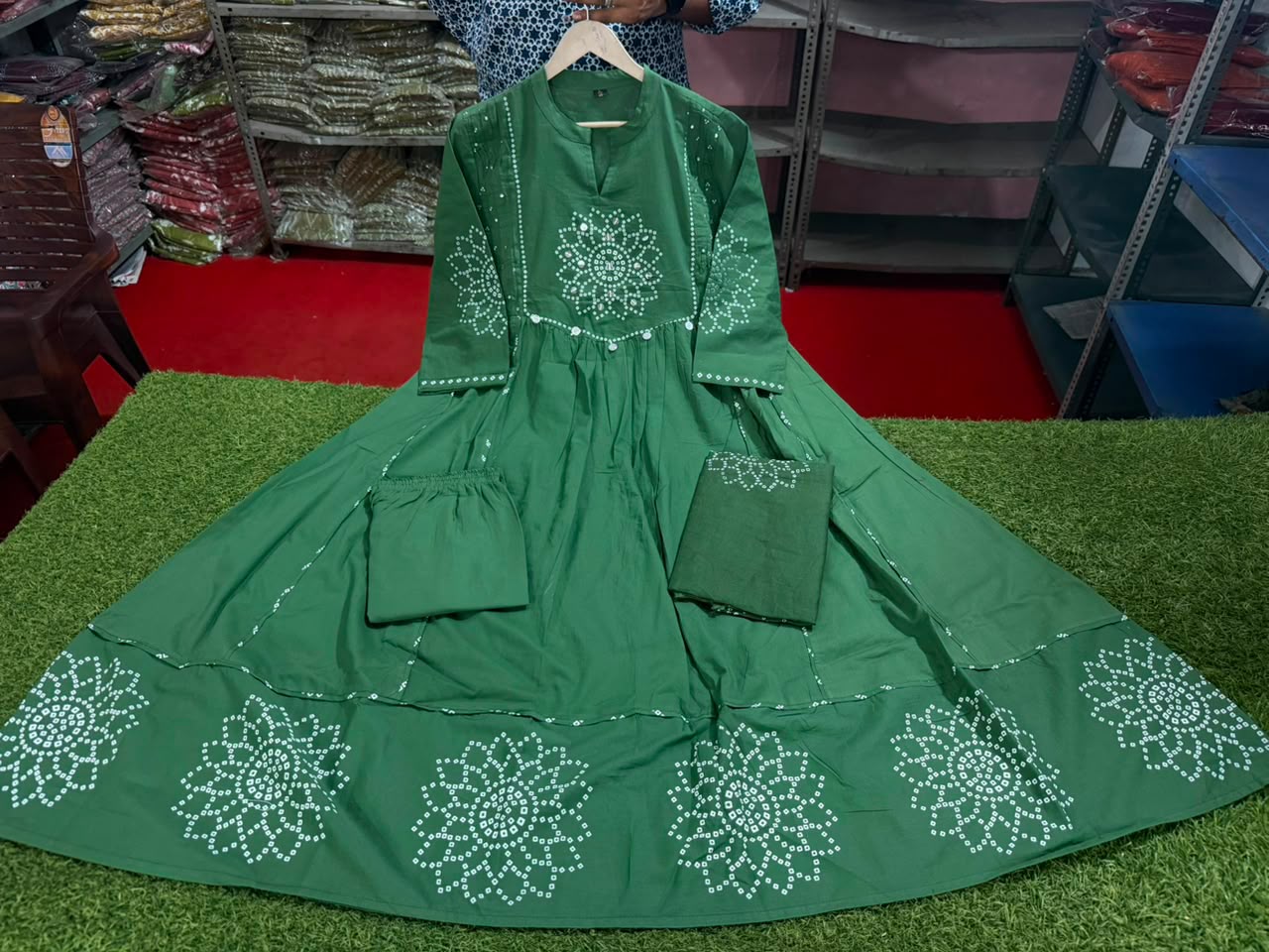 Anvika Cotton Handwork Kurti with Pant & Malmal Dupatta