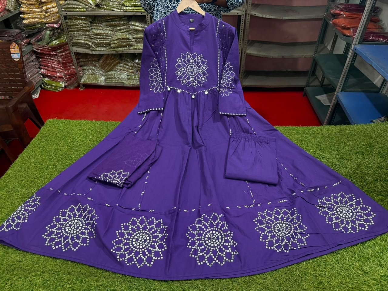 Anvika Cotton Handwork Kurti with Pant & Malmal Dupatta