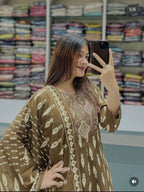 Suhani Sanganeri Print Cotton Straight Kurta with Pant & Dupatta Set