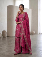 Ridhanya Fendi Silk Embroidered Kurta Set with Bottom & Dupatta