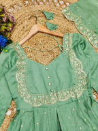 Premium Vichitra Silk Anarkali Set with Sequins & Zari Embroidery