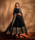 Aditi Black Rayon Cotton Zari Sequin Embroidery Gown with Pant & Dupatta