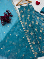Vyanika Crunchy Silk Gown Set with Embroidery & Sequin Work