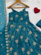 Vyanika Crunchy Silk Gown Set with Embroidery & Sequin Work