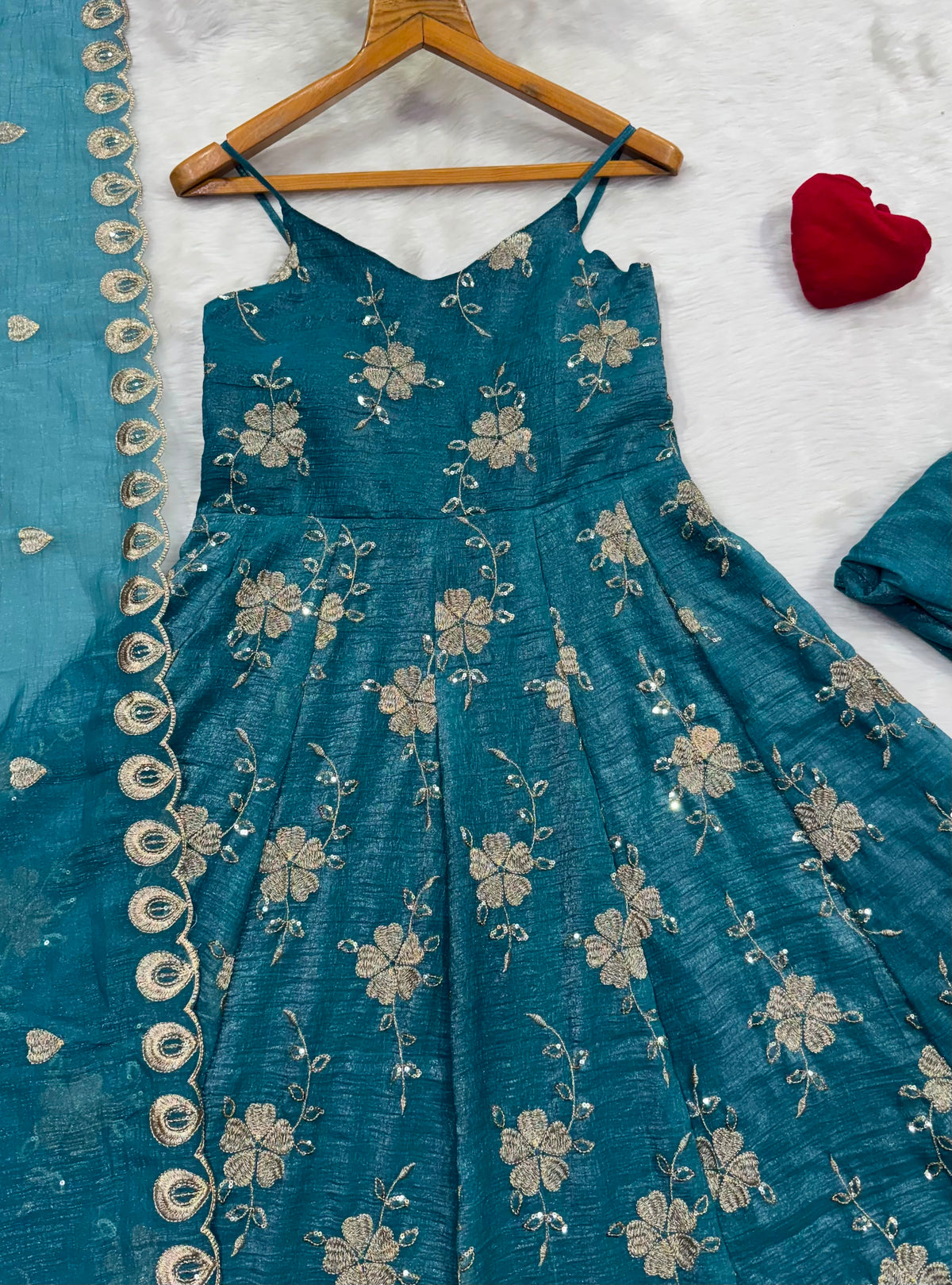 Vyanika Crunchy Silk Gown Set with Embroidery & Sequin Work