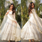 Samaira Georgette Sequins Embroidered Gown with Cotton Pant & Dupatta for Wedding