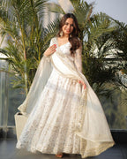 Samaira Georgette Sequins Embroidered Gown with Cotton Pant & Dupatta for Wedding
