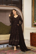Aanya Georgette Embroidered Kali Cut Kurta with Cotton Pant & Dupatta
