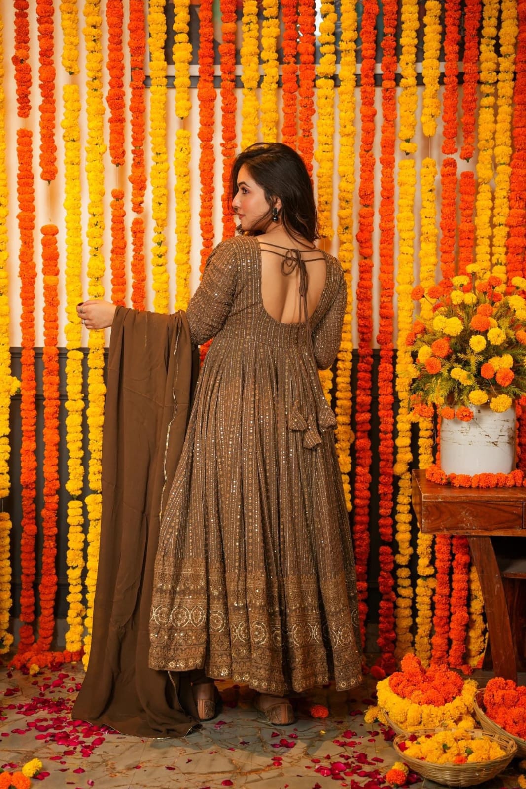 Meher Georgette Embroidered Kurta Set with Cotton Pant & Dupatta