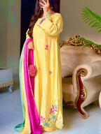 Aarvanya Pure Silk Embroidered Set with Multi-Needle Sequin Work Kurta Palazzo Set