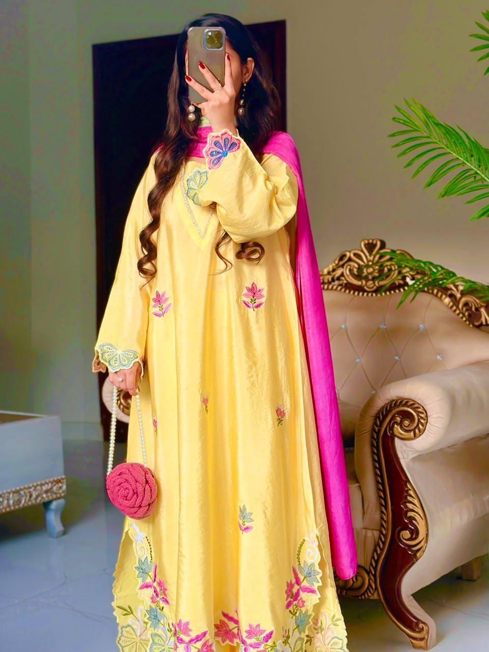 Aarvanya Pure Silk Embroidered Set with Multi-Needle Sequin Work Kurta Palazzo Set