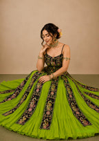 Rangsa Banglore Thread & Sequins Embroidered Lehenga with Top