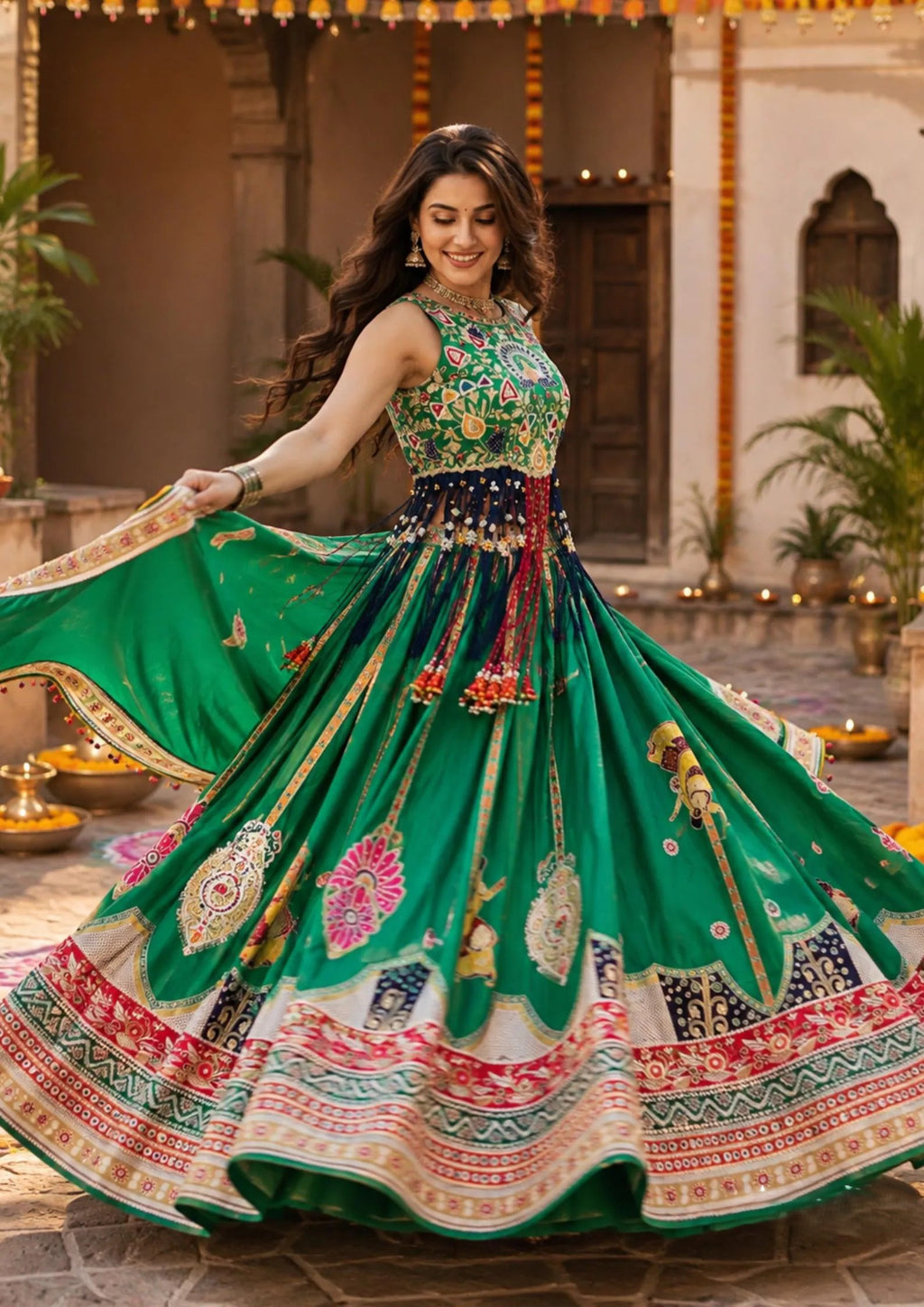 Kashmira Maslin Cotton Digital Print Lehenga Set with Stitched Choli & Dupatta
