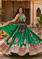 Kashmira Maslin Cotton Digital Print Lehenga Set with Stitched Choli & Dupatta