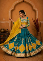 Madhulika Muslin Cotton Mirror Work Lehenga Choli Set with Dupatta